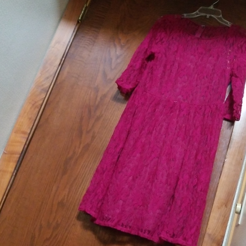 AB Studio cranberry lace dress